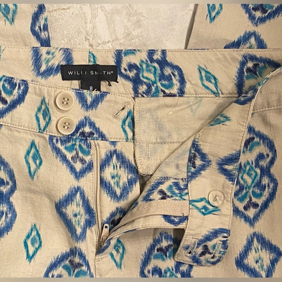 NWOT Willi Smith Aztec Boho Wide Leg Linen Pant - Picture 4 of 12